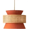 Lampes suspendues 2022 fait à la main Orange bambou tissu coloré luxe Simple japonais chinois nordique lampe lustre