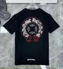 Märke ch mode mens t shirts designer hästsko blommor tees sommar man kvinnor kors t-shirts unisex topps skjorta sanskrit brev tshirts lyx pojke hip hop tröja vpkt