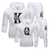Men's Tracksuits Lovers Couple KING QUEEN Print Hoodie Suits 2 Piece and Pants Men Women Set Tops Classic Fashion Sportwear Outfit 221201