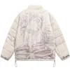 Męskie Parkas Winter Oversize bawełniane ubrania workowate płaszcz drukujący grafika kurtka Mężczyzna moda harajuku kieszonka parka parka samca plus size 221130