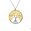 Pendant Necklaces Natural Stone Chakra Tree Of Life Quartz Pendant Necklaces For Men Women Sweater Chain Jewelry Gift Drop Delivery P Dhqxo