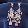 Boucles d'oreilles classiques Vintage en forme de goutte d'eau rose, bijoux tendance de luxe pour femmes, accessoires de fête de Banquet et de mariage