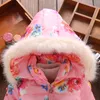 Down Coat Christmas Baby Girls Winter Thick Fur Hoody Flower Jacket Coats Infant Kids Outerwear Overall Children Parka Outfits Clothing 221130