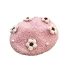 Berets Kinder Baskenmütze für kleine Mädchen im französischen Stil für Kleinkinder, schöne Herbst-Winter-warme Künstler-Beanie-Mütze mit 3D-Blumen für 2–8 Jahre Y2K