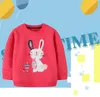 Automne Enfants T-Shirts Vêtements Brodé Lapin Lapin Sweat À Capuche Pour Enfants Filles Dessin Animé Manches Longues Col Rond Pull M4249