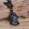 Colares pendentes Obsidiana Animal de rato zodíaco Jóias de jade Lucky Auspicicous Colar de amuleto fino