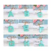Key Rings Mint Green Alphabet Az Keychain English Letter Key Ring Glitter Solid Color Resin Crafts Car Mirror Handbag Charms Jewelry Dh2Uh