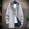 Mens Sweaters Winter Thicken Sweatercoat Fleece Cardigan Jacket Male Slim Long Hooded Sweater Warm Outwear Coats Plus Size 4XL 221130