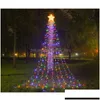 Led Strings Led Fivepointed Star Waterfall String Light Outdoor Garden Lamp Home Party Christmas Decoration Hanging Lights Drop Deli Dh9Nc