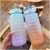 Tumblers Tumblers Water Bottle 2 Liter Large Capacity Motivational With Time Marker Fitness Workout Plastic Cups Outdoor Gym Dhgarden Dhfwz