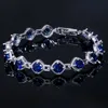 Bracciale a catena con zirconi brillanti, zaffiro, pietra preziosa colorata, braccialetto in argento sterling S925, gioielli di lusso per matrimoni da sposa