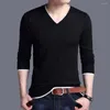 Men's Sweaters Men V Neck Long Sleeve Ribbed Cuffs Sweater Autumn Winter Solid Color Bottoming Knitwear Jumper