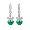 dangle earrings green Jade drop for women girls ruby​​ gemstonesホワイトゴールドシルバービンテージジュエリーバースデーギフト母
