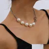 Anhänger Halsketten Goth Perle Choker Halskette Frauen Hochzeit Punk Sexy Kette Perlen Große Verschluss Halsketten Schmuck Drop Lieferung Anhänger Dhahb