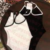 Gebreide zwempakbrief Logo One Piece Underwear Dames Sling Bikini Classic Swimwear Twee kleuren