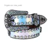 2022 Designer Belt BB Simon Belt Women's Thin Belt Rhinestone Embedded Skull Accessories Handgjorda personlighet Fashion Punk Style