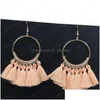 Dangle Chandelier Boho Colorf Polyester String Tassel Earrings Big Circle Drop Dangle Gold For Women Accessories Fashion Fringe Je Dhiys