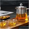 Conjuntos de té de café Tetera de vidrio de borosilicato transparente con colador de infusor de acero inoxidable Tetera de hojas sueltas resistente al calor 90 N2 Drop Dhbkj