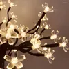 Luci notturne Lampada da scrivania decorativa a LED Albero di ciliegio in fiore Lampada da tavolo con fiore di cristallo nordico per camera da letto decorativa da comodino