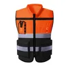 Abbigliamento da costruzione Gilet riflettente di sicurezza ad alta visibilità Gilet riflettente multitasche Abbigliamento da ciclismo per la sicurezza stradale all'aperto