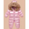 Down Coat Baby Overalls Jacket Real Fur Boy Jumpsuits Toddler Girl Clothes Snow Suit Winter Thick Infant Overcoat Kids Romper TZ457 221201