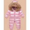 Manteau en duvet bébé salopette veste vraie fourrure garçon combinaisons enfant en bas âge fille vêtements neige costume hiver épais infantile pardessus enfants barboteuse TZ457 221201