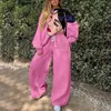 Kvinnors tvåbitar byxor Vit abstrakt ansikte tryck rosa tunna tröjor Set Women Tracksuit Plus Size Long Sleeve Streetwear Casual Girls 221130