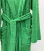 Lüks Tasarımcı Kadınlar Yeşil Robe Pijama Havlu Tasarım Kapşonlu Sabahlık Sonbahar Kış Uzun Kollu Elbiseler