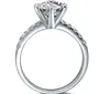 Clusterringen 14K 585 Witgoud Zes tanden uit ogende 2ct diamanten trouwring voor vrouwen Perfect Design Sieraden Vrouw