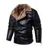 Men's Leather Faux Vintage Jacket Thicken Winter Fleece Warm Fake Fur Collar Windproof Coat Outerwear Clothing 221201