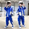 Set di abbigliamento Moda Ragazzi Primavera Autunno Patchwork Manica lunga 4 6 8 10 12 13 14 Anni Adolescenti Bambini Sport 221130