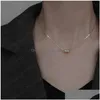 Pendant Necklaces Korea Vintage Gold Sier Color Steel Titanium Pendant Choker Necklace Jewelry For Women Girls Gift Drop Delivery Ne Dho1U