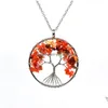 Pendant Necklaces Natural Stone Chakra Tree Of Life Quartz Pendant Necklaces For Men Women Sweater Chain Jewelry Gift Drop Delivery P Dhqxo