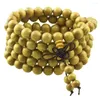 Strand SUNYIK 6mm Natural Golded Wood 108 Beads Prayer Meditation Mala Jewelry Elegant Rural Style Bracelet For Women Men