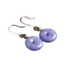 Bengelen oorbellen paarse jade donut vrouwen fijne sieraden accessoires viooltjes jadeite myanmar jades veiligheid knop drop oorrang femme
