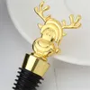 Christmas Decoration Wine Bottle Stoppers Gold Santa Claus Snowman Reindeer Beverage Champagne Corkers XBJK2212