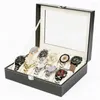 Smycken påsar pu läder klocklåda praktiska klockor visar fall lagringsarrangör med lås/blixtlås för kvinnor män presentförsörjning
