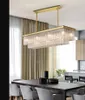 Rechteckiger moderner Kronleuchter aus klarem Glas, LED-Pendellampen für Wohnzimmer, Restaurant, luxuriöse Hängelampen, Beleuchtungskörper
