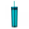 Tumblers 17oz färgad akrylkopp dubbelväggig plast tumlare semitransparent flaska med st lock reser bärbar mugg 260 dhgarden dhjct