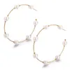 Hoop Earrings Jouval Large Round Pearl For Women Exaggerated Big Circle Ring Fashion Jewelry Female Basketball Brincos