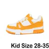 2023 Designer Sneaker bambini Virgil Trainer Scarpe casual Pelle di vitello Pelle Abloh Bianco Verde Rosso Blu Lettera sovrapposizioni Piattaforma Sneakers basse Taglia 28-35