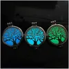 Pendant Necklaces Tree Of Life Aromatherapy Essential Oil Diffuser Necklace Locket Pendant 316L Stainless Steel Jewelry With 24 Chai Dh9Dp