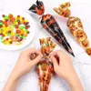 Juldekorationer Halloween Cone Candy Bag med vridna band Set Packaging Pouch Supplies for Kids Birthday Festival Party Favor