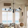 Chandeliers Home Vintage Rustic Black Chandelier Lighting Metal Traditional Hanging Light French Style Dining Led Lamparas