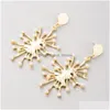 Dangle Chandelier Gold Color Simple Metal Irregar Flower Shape Statement Earrings Exaggerated Vintage Dangle Drop Delivery Jewelry Dhi5S