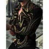 M￤ns avslappnade skjortor Luxury Social Men's Printe Shirt L￥ng￤rmning Turn-Down Collar Knappade kl￤der 2022 Spring and Autumn Club Prom