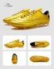 Sapatos de segurança Luxury Gold Soccer Man Long Spikes Boots Football Boots Kids Outdoor Grass Cleats Turf Boys Training 221130