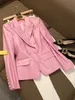 Vestes pour femmes Lautaro Printemps Élégant Court Rose Doux En Cuir Pu Blazer À Manches Longues Slim Fit Luxe pour Femmes Mode Élégante 5xl 221130