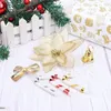 Weihnachtsdekorationen, Weihnachts-Glitzer-Blumen-Set, 120 Stück, Weihnachtsstern-Blumen mit Schleife, Schneeflocke, Glocke, Stock-Clip, Weihnachtsbaumschmuck, Party-Dekoration, 221130