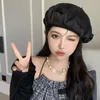 Berets Koreanische Designer Luxus Hut Satin Kappen Für Frauen Herbst Mode Elegante Retro Kürbis Maler Hüte Sombreros De Mujer